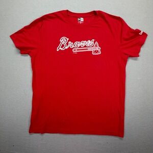 New Era Atlanta Braves T-Shirt Mens XL Excellent Red Graphic Tomahawk MLB Tee